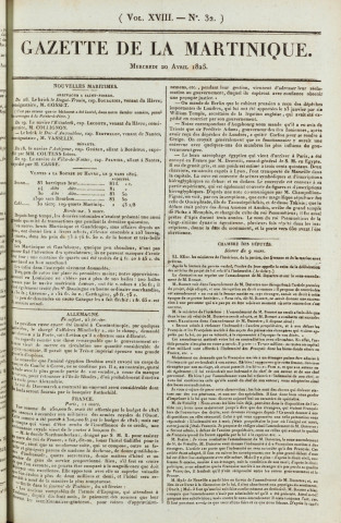 Gazette de la Martinique (1825, n° 32)