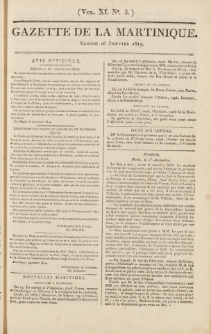 Gazette de la Martinique (1819, n° 5)