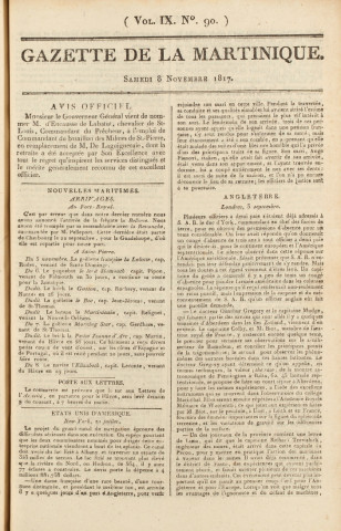 Gazette de la Martinique (1817, n° 90)