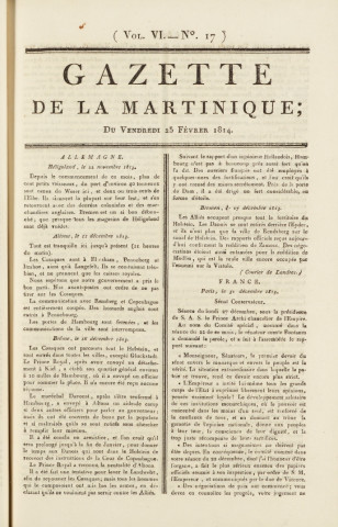 Gazette de la Martinique (1814, n° 17)