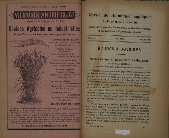 Revue de botanique appliquée et d'agriculture coloniale (n° 9)