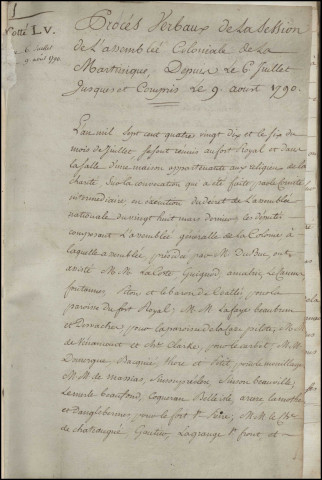 Assemblée coloniale de la Martinique : registre des procès-verbaux des sessions