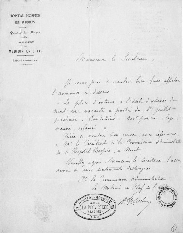 Eruption de la montagne Pelée du 8 mai 1902. Secours collectés pour les victimes : correspondance du doyen de l'université de Bordeaux