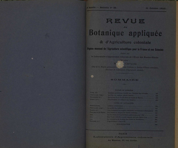 Revue de botanique appliquée et d'agriculture coloniale (n° 26)