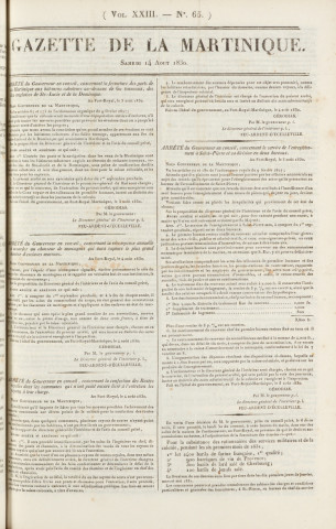 Gazette de la Martinique (1830, n° 65)