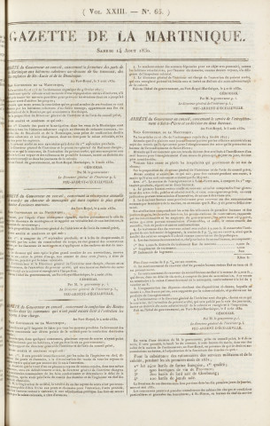 Gazette de la Martinique (1830, n° 65)