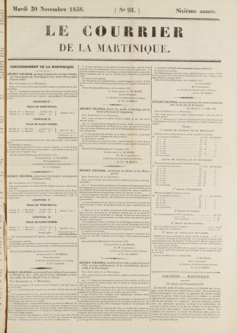 Le Courrier de la Martinique (1838, n° 93)