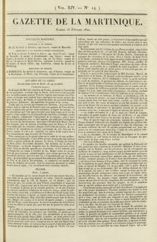 Gazette de la Martinique (1822, n° 14)