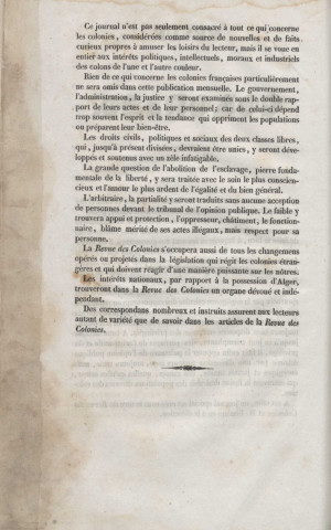 Revue des Colonies : recueil mensuel de la politique, de l’administration, de la justice, de l’instruction et des mœurs coloniales par une société d’hommes de couleur (tome I)