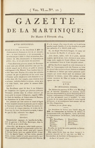 Gazette de la Martinique (1814, n° 12)