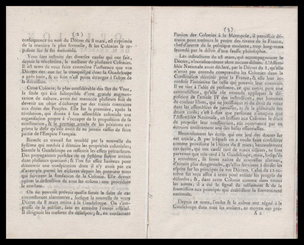 Opinion de M. Chabert de la Charière, député de la Guadeloupe à l'Assemblée Nationale, sur le projet de décret présenté au nom des Comités de Constitution, de la Marine, d'Agriculture et de Commerce, et des Colonies, à la séance du 7 mai 1791, sur les Colonies