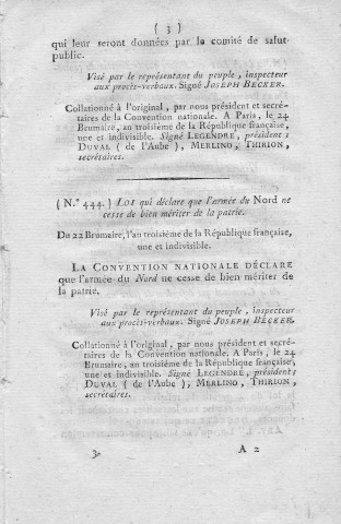 Bulletin des lois de la République française n° 85, an III