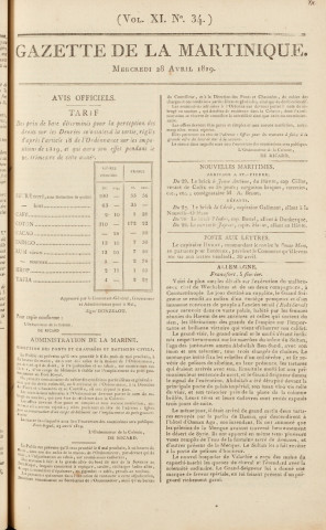 Gazette de la Martinique (1819, n° 34)