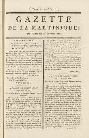 Gazette de la Martinique (1814, n° 15)