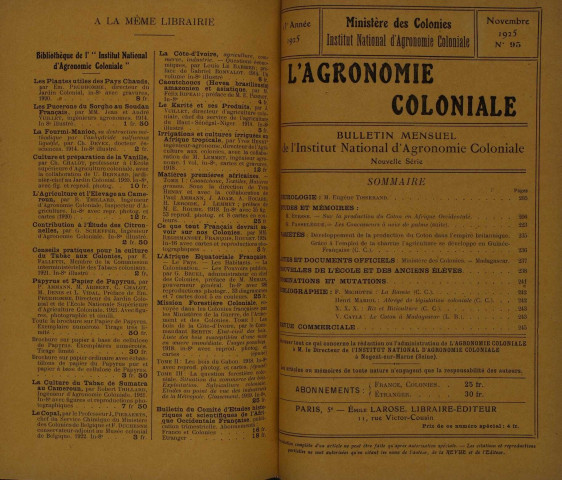 L'Agronomie coloniale (n° 95)