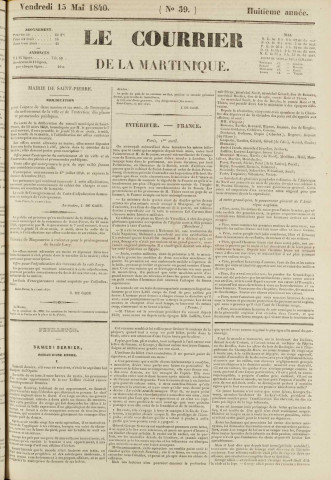 Le Courrier de la Martinique (1840, n° 39)