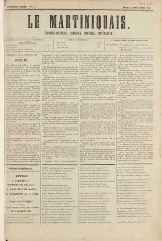 Le Martiniquais (1854, n° 1)