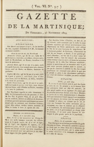 Gazette de la Martinique (1814, n° 97)