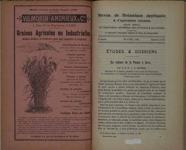 Revue de botanique appliquée et d'agriculture coloniale (n° 20)