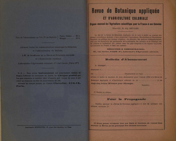 Revue de botanique appliquée et d'agriculture coloniale (n° 31)