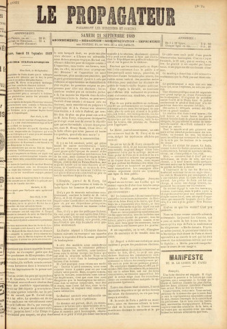 Le Propagateur (1889, n° 75)