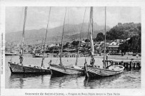 Martinique. Saint Pierre. Souvenir de Saint-Pierre. Pirogues de Basse-Pointe devant la place Bertin