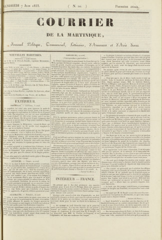 Le Courrier de la Martinique (1833, n° 20)