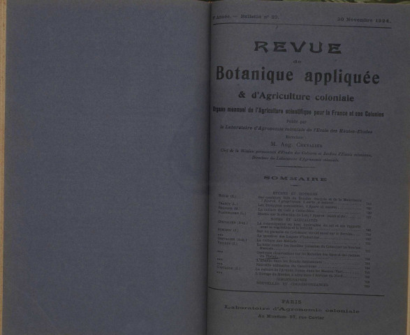 Revue de botanique appliquée et d'agriculture coloniale (n° 39)