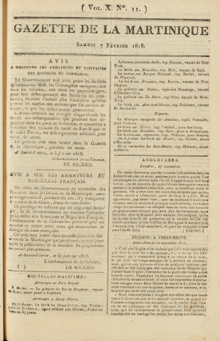 Gazette de la Martinique (1818, n° 11)