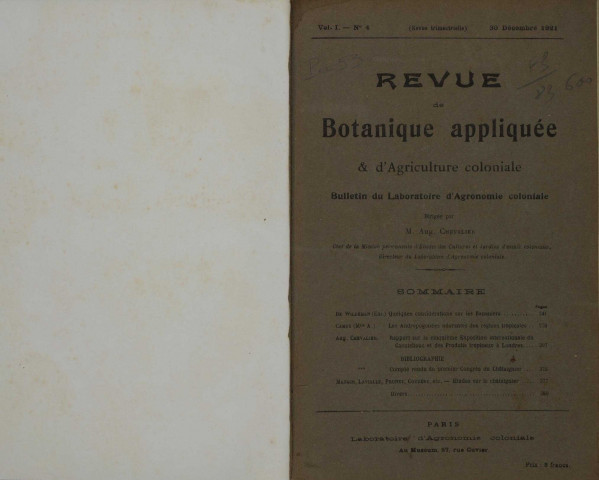 Revue de botanique appliquée et d'agriculture coloniale (n° 4)