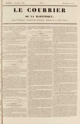 Le Courrier de la Martinique (1834, n° 6)