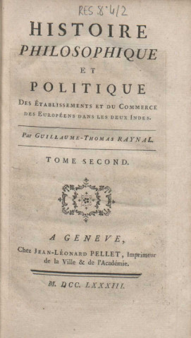 Histoire philosophique et politique des établissements du commerce des Européens dans les deux Indes (tome II)