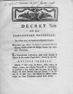 Droits d'entrées à percevoir sur les sucres, cafés, cacao et indigo provenant des colonies : décret de la Convention nationale du 12 mars 1793 n° 574
