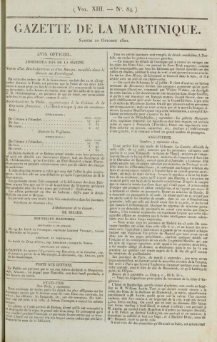 Gazette de la Martinique (1821, n° 84)