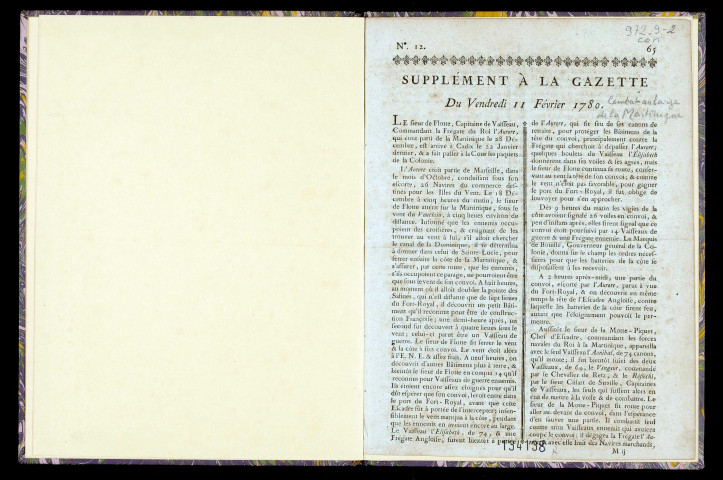 [Combat au large de la Martinique : 18 déc. 1779]