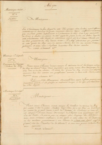 Correspondance de l'intendant Peynier (Guadeloupe, Martinique) avec Versailles (Secrétariat d'état à la marine)