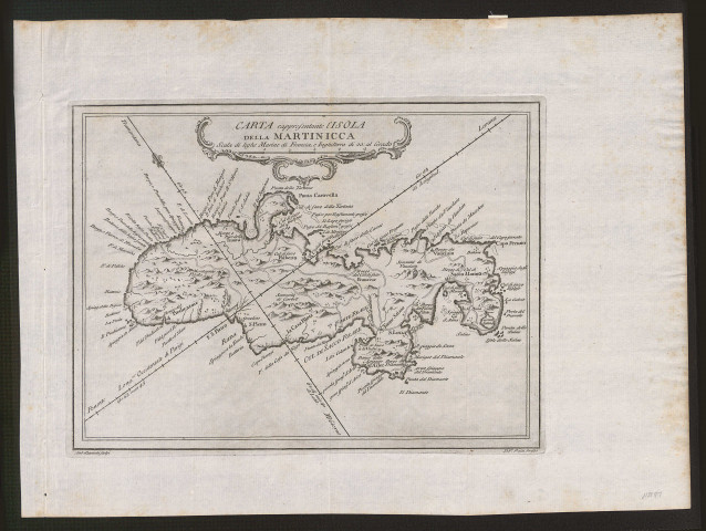 Carta rappresentante l'Isola della Martinicca. Carte de l'île de la Martinique