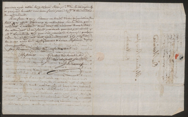 Correspondance commerciale : lettre de J. Diant (Saint-Pierre, Martinique) adressée à Roux frères à Marseille