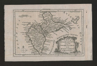 A map of Guadeloupe one of the Caribby islands in the West Indies subject to France. Carte de la Guadeloupe, une des îles des Petites Antilles possession de la France