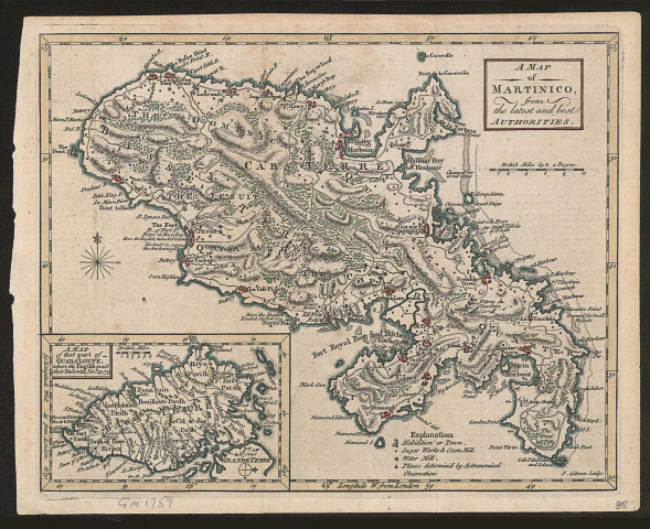 A Map of Martinico. A map of that part of Guadeloupe. Carte de la Martinique. Carte d'une partie de la Guadeloupe