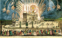 Décoration du feu d'artifice tiré à Londres en réjouissance de la paix en 1763