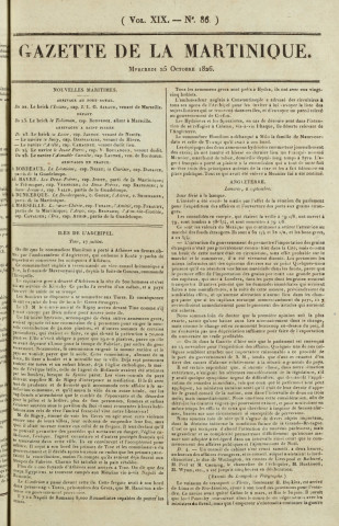 Gazette de la Martinique (1826, n° 86)