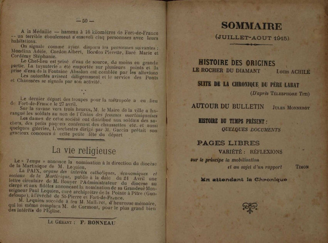 Bulletin d'histoire de la Martinique (juillet 1915)