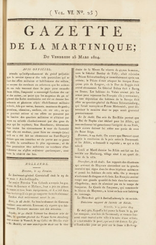 Gazette de la Martinique (1814, n° 25)