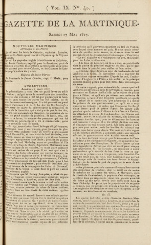 Gazette de la Martinique (1817, n° 40)