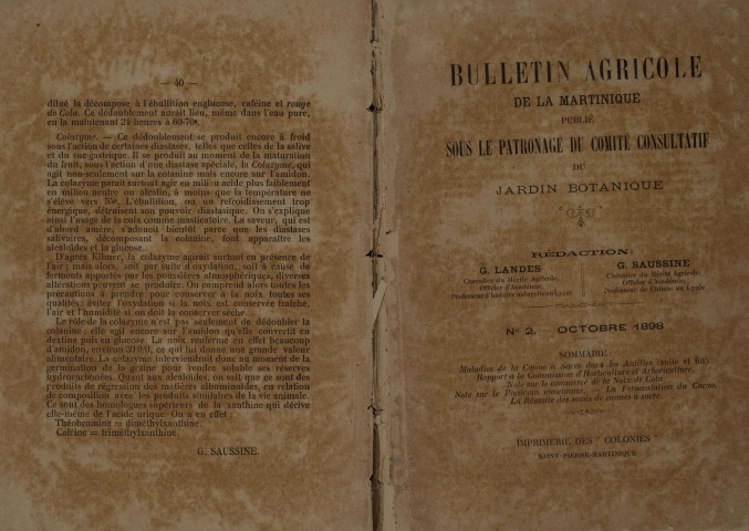 Bulletin agricole de la Martinique (octobre 1898)