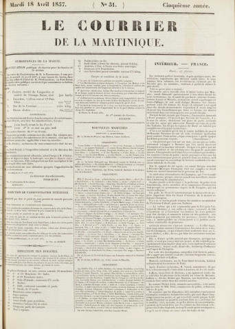 Le Courrier de la Martinique (1837, n° 31)