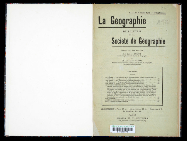 La géographie : bulletin de la Société de géographie