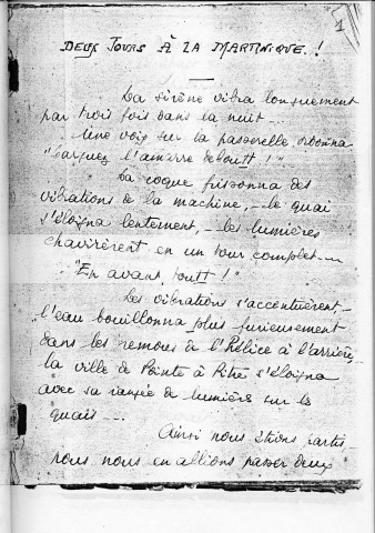 "Deux jours à la Martinique" : récit rédigé par un douanier métropolitain affecté à la Guadeloupe