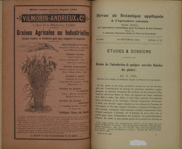 Revue de botanique appliquée et d'agriculture coloniale (n° 37)